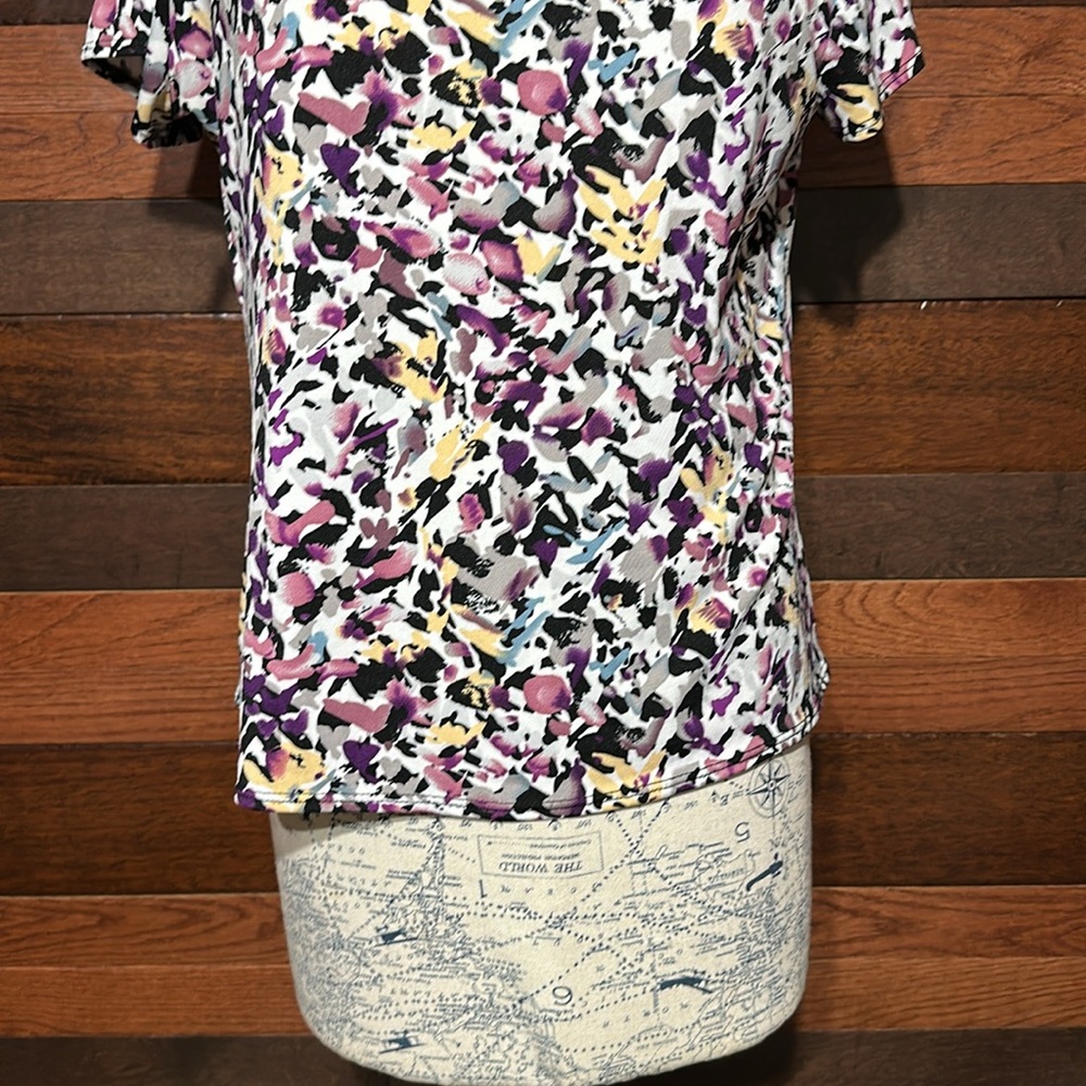 Elementz Purple and Yellow Abstract Print Blouse - Picture 3 of 10